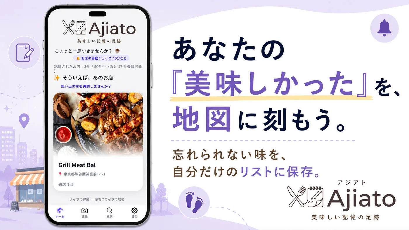 Ajiato お店の記録画面